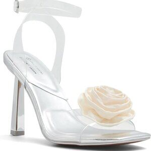 Call It Spring Women's 8.5 Bonitaa Clear Heeled Sandal Flower High Heels Anklet